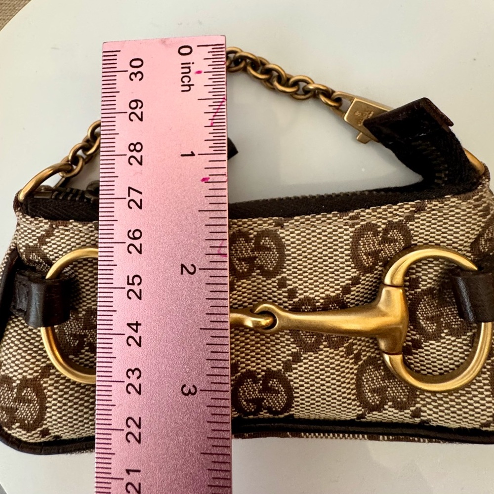 Gucci Beige & Brown GG Canvas Horsebit Wristlet - Picture 10 of 12